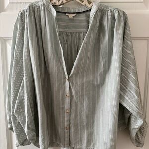 Pilcro Sage Striped Blouse